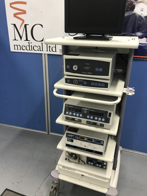 Arthrex Arthroscopic system inc 1ccd camera 100w xenon lightsource OPES electrosurgical Unit Duel Shaver System and fluid pump monitor and trolley mc medical mike craven medical medical devices medical equipment used medical second hand medical medical components medical spares medical parts